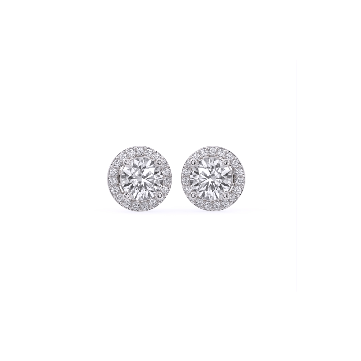 Round Halo Lab Grown Diamond Earrings